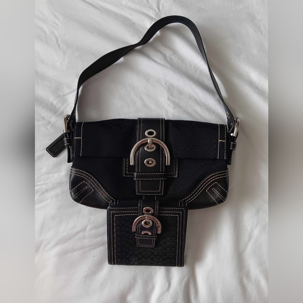 Coach Black Shoulder Bag with matching wallet